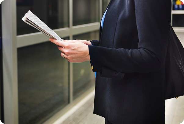 Business professional reading